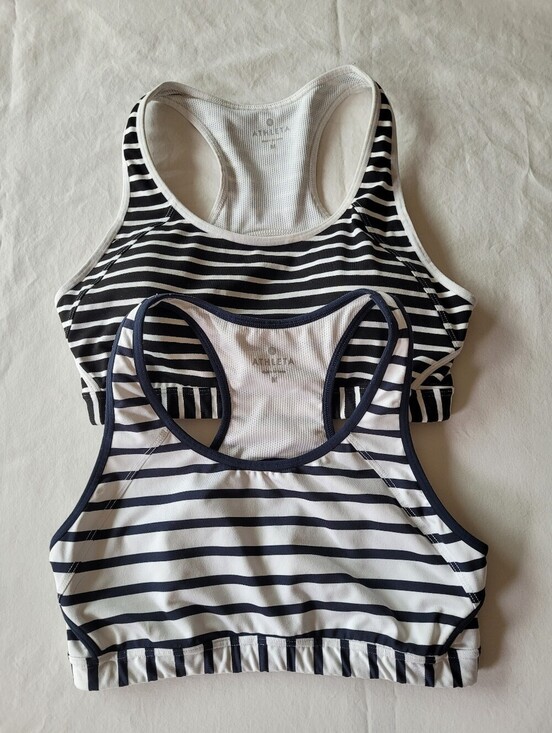 Athleta Other - Athleta Black & White Striped Racerback Sports Bras - Twin Pack Size Ml